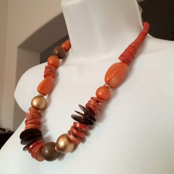Women's  Vintage Trendy African Style Coral Necklace - Picture 2 of 10